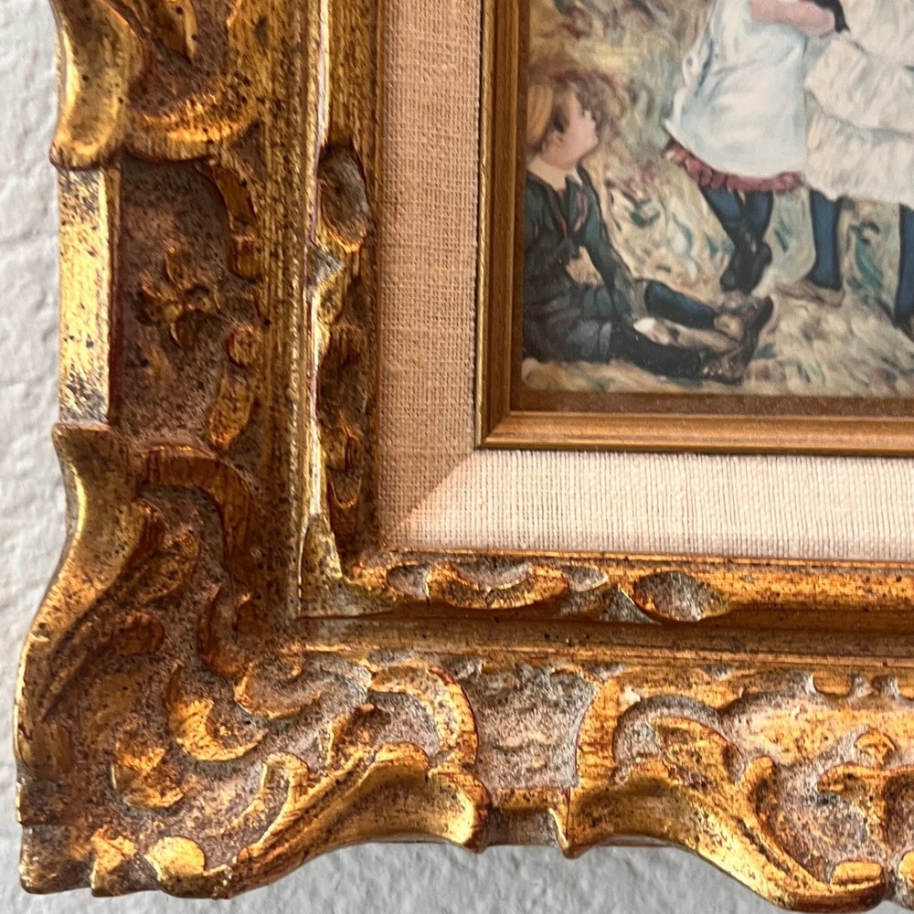 Vtg Renoir Children on the Seashore Framed Print Ornate Gold Frame Wall Art - Picture 4 of 12